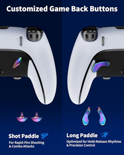 KD.FLY Metal Thumbsticks & Back Paddles for PS5 Edge Controller Joystick Replacement, Custom Analog Thumb Sticks Caps for PS5 Dual Sense Edge Stick Module, 2 Joystick, 4 Back Buttons, Star - color: Star