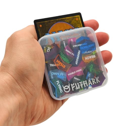Futhark MTG Counters/Keyword Counters for Magic The Gathering - Set of 60 Color Coded MTG Tokens - Improved Gameplay with This Great Magic The Gathering Gift - style: MTG Keyword Counters