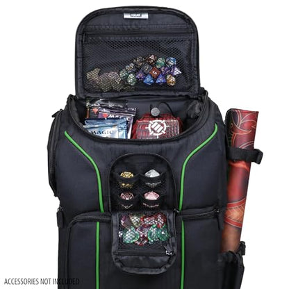 USA Gear MTG Backpack Compatible with Magic the Gathering Deck, Yu-Gi-Oh, MTG Decks & more - TCG Backpack MTG Bag with Shoulder Straps, Customizable Dividers, TCG Playmat Holder, Binder Space (Green) - color: Green