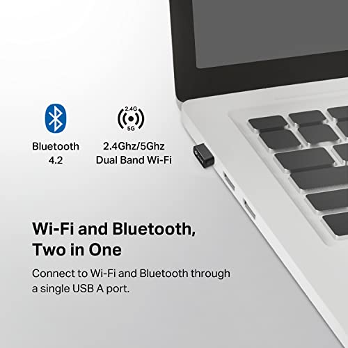 TP-Link Nano 2-in-1 USB Bluetooth WiFi Adapter AC600(Archer T2UB Nano)- Bluetooth 4.2 with 2.4G/5G Dual Band Wireless Network Adapter for Desktop PC, WPA3, Supports Windows 11,10, 8.1,8, 7 - style: AC600 WiFi w/ Bluetooth 4.2
