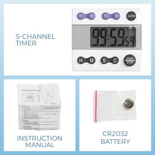 Sper Scientific Portable Digital Kitchen Timer 810015 for Cooking and Baking with Loud Alarm, 4 Channel Timer, Large Display Digital Lab and Cooking Timer, Classroom Timer for Teachers and Students - size: 1 Pack