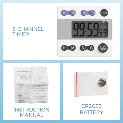 Sper Scientific Portable Digital Kitchen Timer 810015 for Cooking and Baking with Loud Alarm, 4 Channel Timer, Large Display Digital Lab and Cooking Timer, Classroom Timer for Teachers and Students - size: 1 Pack