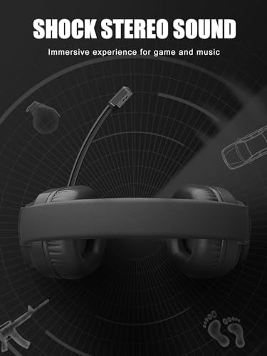 Gaming Headsets with Mic for PC/PS5/PS4 Switch/Laptop/Mobile Phone,Over Ear Headphones with Noise Canceling Mic,Wired Headphones for Xbox One Series X/S(Adapter not Included) LED-CLS500-Black