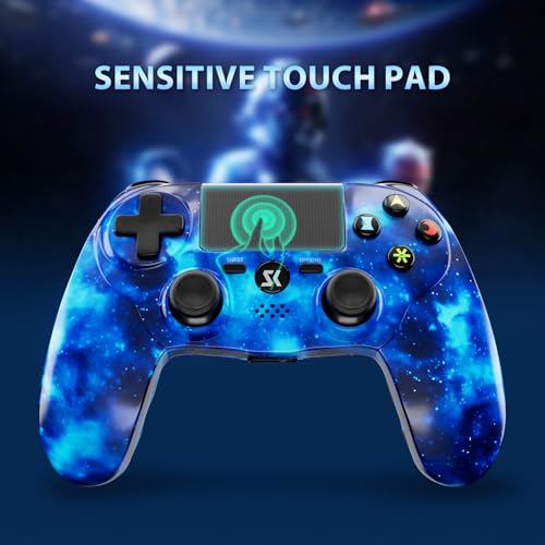 Kujian Wireless Controller for PS4, 2 Pack Controller Compatible with Playstation 4/Pro/Slim/PC Remote Control, Double Vibration, Touch Pad, Six-axis Motion Sensor, Stereo Headphone Jack(Blue & Red) - color: Blue & Red
