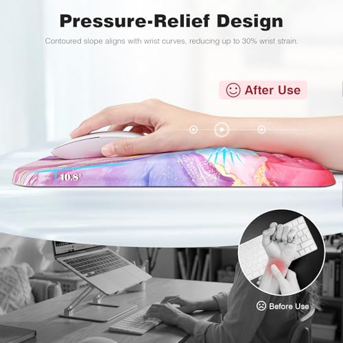 Ospelelf Pink Mouse Pad with Wrist Support Large Ergonomic Office Comfy Pain Relief Mousepad Wrist Rest - color: Pink