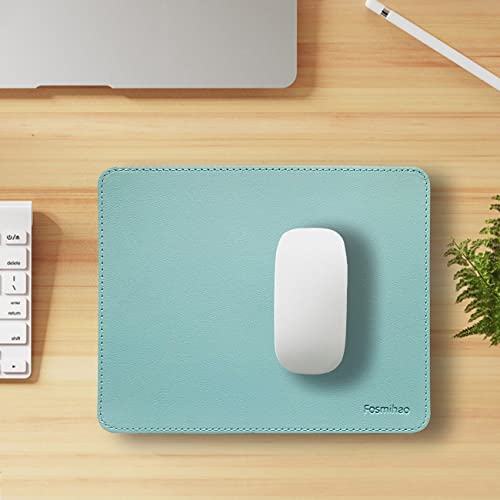 Leather Double Side Mouse Pad With Stitched Edge - Waterproof Ultra Thin for Computers, Laptop, Office & Home, 10.2 x 8.3 Inch, 1 Pack (Azury) - color: Azury