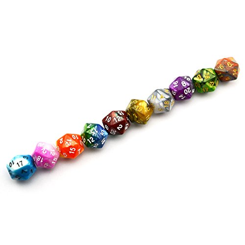 SmartDealsPro 10-Pack 20 Sided Dice D20 Polyhedral Dice for DND RPG MTG Table Game (Double Color) - color: Double Color