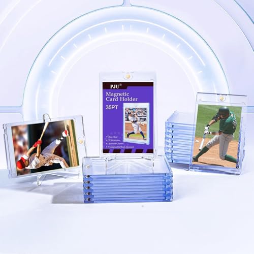 60ct Magnetic Card Holder, 35pt One Touch Card Holder for Trading Cards, Protectors Hard Plastic, U-V Protection Magnetic Display Case for Baseball, Game, Sports Cards - size: 60