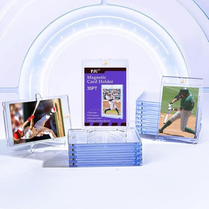 60ct Magnetic Card Holder, 35pt One Touch Card Holder for Trading Cards, Protectors Hard Plastic, U-V Protection Magnetic Display Case for Baseball, Game, Sports Cards - size: 60