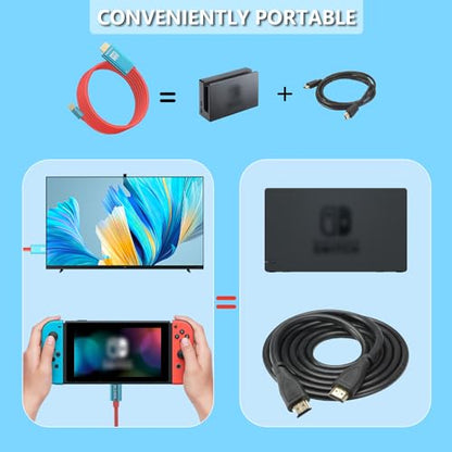 Switch Dock for Nintendo Switch & OLED, USB C to HDMI Adapter Charger Cable, 2M/6.6FT Portable Projector Screen 4K Docking Station Laptop/iPhone 15/Samsung/Steam Deck Console TV Dock Accessories Gift - size: 1 Pack