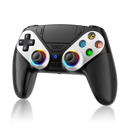 Gamrombo LED Wireless Controller for PS5, Compatible with PS5 Pro/Slim/PC, Dual Vibration, Macro/Turbo Function, 3.5mm Audio Jack, 6-Axis Motion Control Gamepad with Speaker(Black) - color: Black