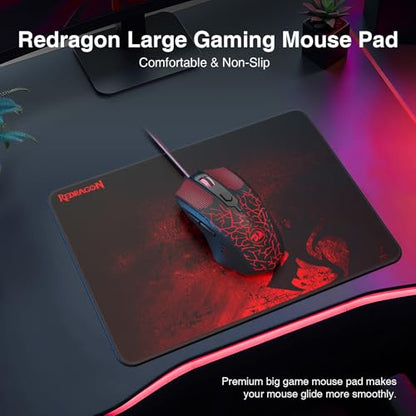 Redragon S107 Gaming Keyboard and Mouse, RGB Gaming Keyboard and 3200 DPI Mouse Combo with Large Mouse Pad, 25-Key Anti-Ghosting, Mechanical Feeling Keyboard, Plug & Play to PC, Laptop - color: Black-NewVison