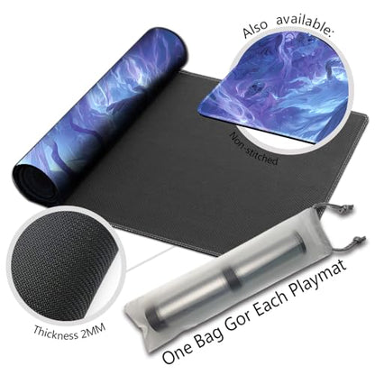 MTG Playmats(Stitched) 14x24in Compatible for OCG CCG RPG TCG Playmats with Card Zones Storage Bag (Carnival Skeleton-with Zone) - color: Carnival Skeleton-with Zone