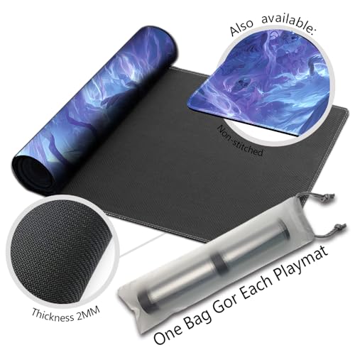 MTG Playmats(Stitched) 14x24in Compatible for OCG CCG RPG TCG Playmats with Card Zones Storage Bag (Carnival Skeleton-No Zone) - color: Carnival Skeleton-no Zone