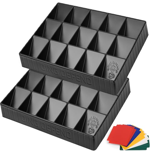 2 Pack Card Sorting Tray - Stackable Trading Cards Organizer, 15-Compartment Playing Organizing Tool - Sorter for Raw, Sleeved and Toploaders, Includes Label Dividers