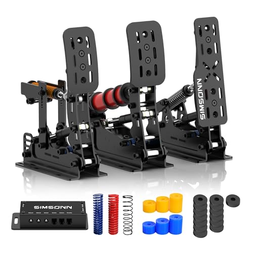 SIMSONN Plus X Racing Simulator Hydraulic Pedals Sim Racing Pedals Support Haptic Reactor (Plus X Black P3-H3) - color: Plus X Black P3-H3