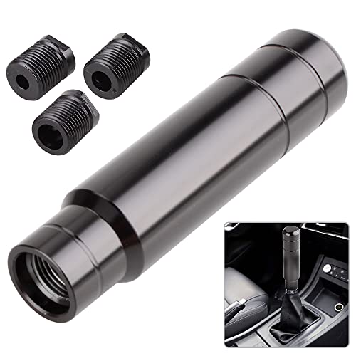 BARTOO Aluminum Alloy Heavy Weighted Shifter Knob, 5" Auto Gear Shift Knob, Car Gear Lever Stick Shifter Handle,with 3 Threaded Adapters M8 M10 M12,Fit Most Automatic Manual Vehicle (Black) - color: Black