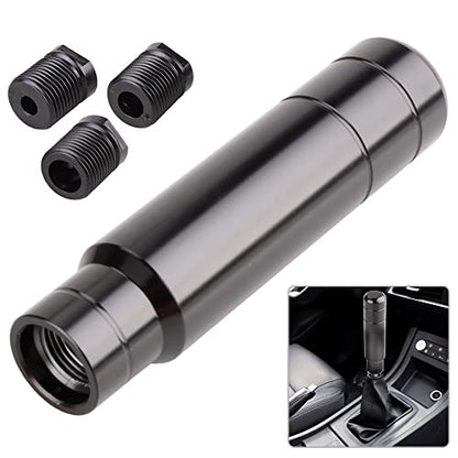 BARTOO Aluminum Alloy Heavy Weighted Shifter Knob, 5" Auto Gear Shift Knob, Car Gear Lever Stick Shifter Handle,with 3 Threaded Adapters M8 M10 M12,Fit Most Automatic Manual Vehicle (Black) - color: Black
