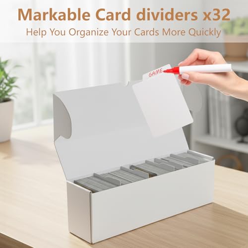 RLAVBL 8-Pack 1100 Count Trading Card Storage Box with 32 Dividers, 15 inch 8800+ Card Box for MTG, TCG, Toploaders, and Sports Cards Organizer - size: 8 Pack