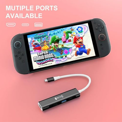 RREAKA TV Dock for Nintendo Switch 2 / Switch/Switch OLED, Portable Travel Dock Replacement with 4K@60Hz HDMI, PD 100W Charging, USB 3.0 - color: 블랙 & 화이트-2번째 버전
