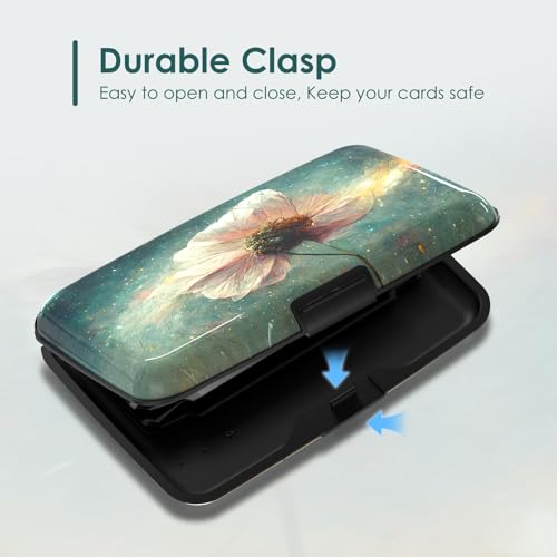 Mini Credit Card Holder, RFID Blocking Aluminum Hard Case, Small Metal Wallet for Business Travel, Starry Sky Flower - color: Starry Sky Flower