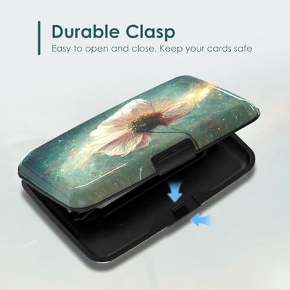Mini Credit Card Holder, RFID Blocking Aluminum Hard Case, Small Metal Wallet for Business Travel, Starry Sky Flower - color: Starry Sky Flower