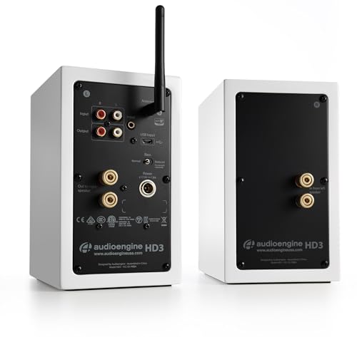 Audioengine A2 HD (HD3) Wireless Computer Speakers – Bluetooth Desktop | Speakers with DAC, Headphone Amplifier and USB Audio - White - color: Gloss White, style: HD