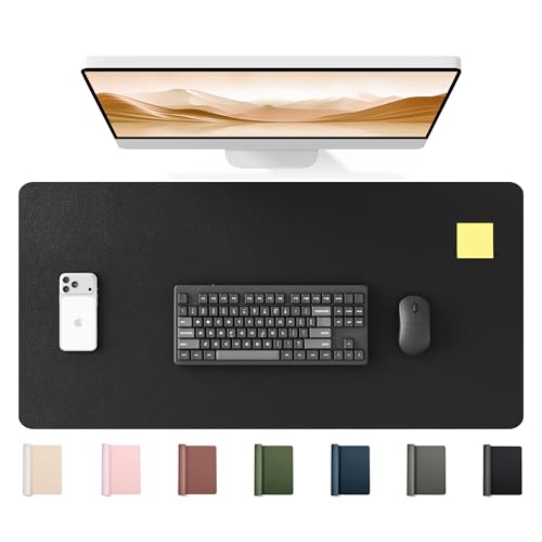 YSAGi 35.4" x 17" Large PU Leather Desk Mat for Keyboard and Mouse - Waterproof Non-Slip Desk Pad Protector for Office, Home, Writing Desk, Black - color: Black, size: 35.4" x 17"