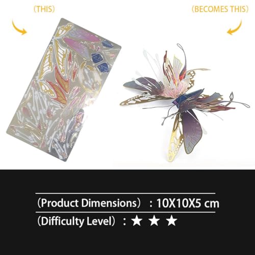 Butterfly 3D Metal Puzzle for Adults, Mechanical Butterfly Metal Model Building Kit, 50+PCS Steampunk Bionic QianYuDie Jigsaw Puzzles Animal, DIY Craft Kit Toy Gift -KIT - style: 50PCS+, KIT Version, Edition 1