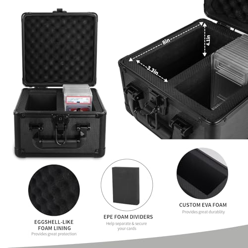 KAGSWAMO Graded Card Storage Box, Holds 60+ PSA Slab Card Case for Graded Cards Sports Cards, Baseball Trading Card Case Holder Fits PSA, CSG, BGS and Top Loaders