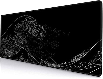 Gaming Mouse Pad, Large Mouse Pads for Desk, Non-Slip Rubber Base Mousepad, Keyboard Mouse Mat, Desk Pad with Stitched Edges, 31.5x11.8inch, The Great Wave Off Kanagawa - color: 14 the Great Wave Off Kanagawa