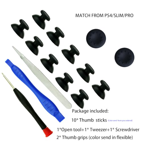 10 Joystick Analog Thumb Sticks Thumbstick for PlayStation 4 PS4 Controller | CTHTBZ 10PCS Replacement Thumbsticks Grey, Grips Repair Parts Tools Included - color: Grey