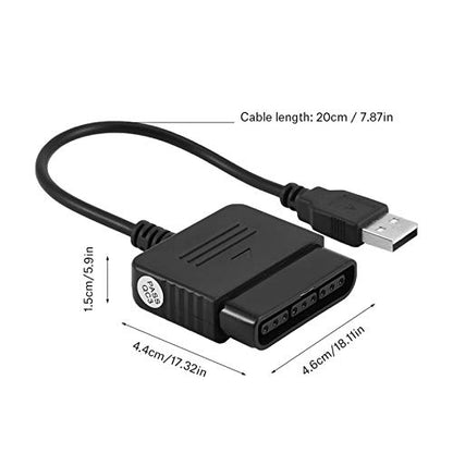 PS2 to PS3 Adapter, 20cm USB Cable PS2 to PS3 Video Game Controller Adapter Converter for PS3 Compatible with PS3 Console and PC