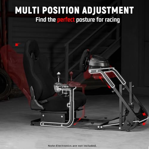 Dardoo Racing Simulator Cockpit with Seat Fit for Logitech G25 G27 G923 | for Thrustmaster T150, for Fanatec, Steering Wheel Cockpit, Not Include Wheel, Pedal and Shifter