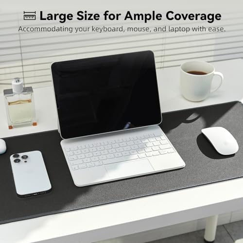 Reniteco Large Office & Gaming Mouse Pad, 27.6" x 11.8" x 0.08" | Anti-Fray Stitched Edges, Premium Textured Surface, Non-Slip Rubber Base, Water and Stain Resistant Protection - color: Deep Gray, size: 27.6''x11.8''x0.08''