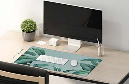 SSOIU Extended Gaming Mouse Pad - Non-Slip Water-Resistant Rubber Base Computer Keyboard Mouse Mat, 35.5 x 15.7-inch XX-Large Desk Mat, Ideal Partner for Work & Game, Foliage Tropical Leaves - color: Foliage Tropical Leaves