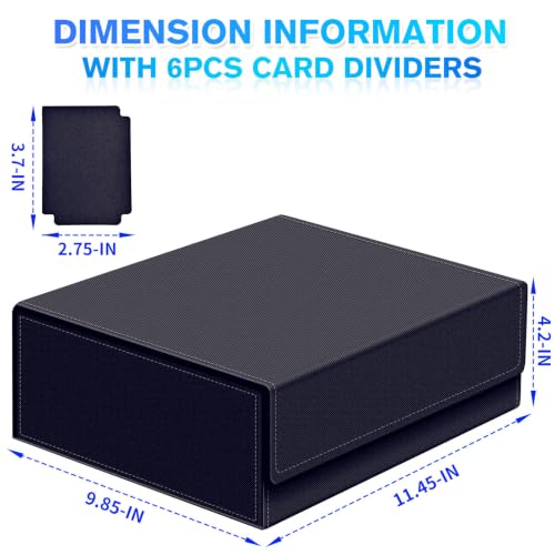 1800+ Card Storage Box, PU Leather Trading Card Deck Case with Magnetic Closure, Holds 600+ 35PT 3"x4" Standard Toploaders, Fit for MTG, Marvel, Sports Cards, Game Cards & Business Cards