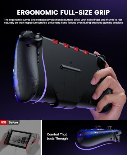 Gammeefy JC400 Gen 2 Switch 2 Controller – Hall Effect Joysticks & Enhanced Grip – One Piece Switch Joypad Replacement Switch 2 Pro Controller with RGB Lighting, Turbo, Macros - Starry Sky, 7.9" - color: Starry Sky, size: Switch 2 - (7.9")