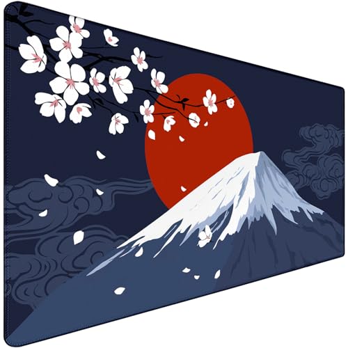 Japanese Mt Fuji Gaming Pad, Large Mouse Pad for Gamer, Durable 31.5"x15.7" Extended Mousepad with Stitched Edges, Waterproof Non-Slip Base Long XXL Large Mouse Pad for Home Office Work - color: Mt Fuji