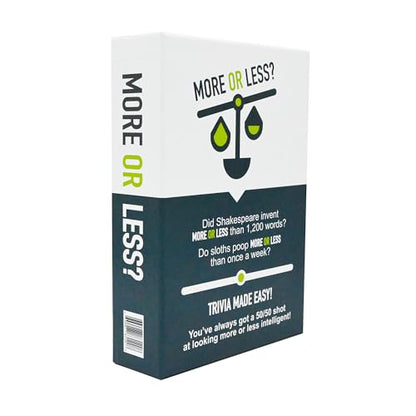 More Or Less? Trivia Card Game - Compact & Fun - Ideal for Travel, Families, Game Nights 5 Trivia Categories: Random, Places, Science & Tech, Nature and Entertainment