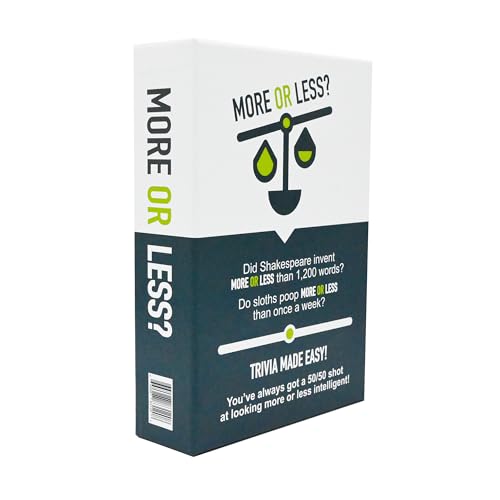 More Or Less? Trivia Card Game - Compact & Fun - Ideal for Travel, Families, Game Nights 5 Trivia Categories: Random, Places, Science & Tech, Nature and Entertainment