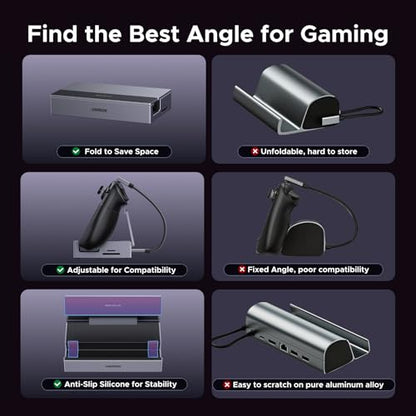 UGREEN Steam Deck Dock 9-in-1 USB C Docking Station with Foldable Stand, 4K@120Hz DP, Gigabit Ethernet, PD 100W, 10Gbps USB A&C 3.2, TF/SD for Steam Deck, Rog Ally, ROG Xbox Ally, Legion Go etc.