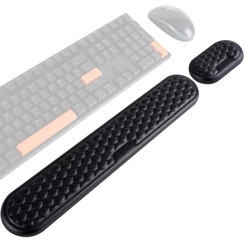 Wrist Rest for Keyboard and Mouse, Ergonomic Memory Foam Keyboard Set with Non-Slip Base, Soft Arm Cushion & Palm Support for Office, Home, Gaming & Laptop Typing, Reduces Fatigue & Strain, Black - color: Black Wrist Rest