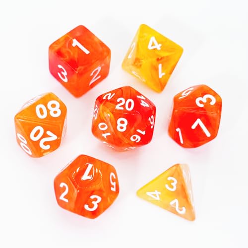 Orange DND Dice Set of 7pcs (Bright Orange) | Acrylic Polyhedral Dice Set for TTRPGs, Dungeons and Dragons, Role Playing Games and Other Table Games– D20 System Dice - color: Bright Orange