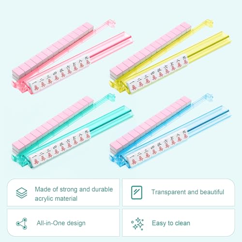 Mahjong Racks with Pushers 4PCS Set Majiang Tile Holder Acrylic Mahjong Racks Accessories and Gifts - color: 4 Color