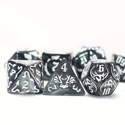 dice Set for Dungeon and Dragons D&D MTG 7-Die RPG Polyhedral Dice，D20 D12 D10 D8 D6 D4 D% (Black) - color: Black