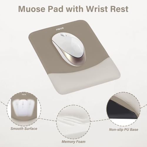 MOSISO Wrist Rest Support Mouse Pad & Keyboard Set, Bronze Brown | Rectangular Ergonomic Mousepad, Non-Slip Base, Home/Office Pain Relief & Easy Typing, Neoprene Cloth & Raised Silicone Lining - color: Bronze Brown
