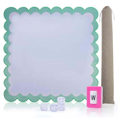 Mahjong Mat for Table 31.25"x31.25" - Anti-Slip American Mahjong Mat with Carrying Bag, Dice & Wind Indicator, Noise-Reducing Table Cover for Mahjong Poker Board Games, Light Blue - color: Light Blue