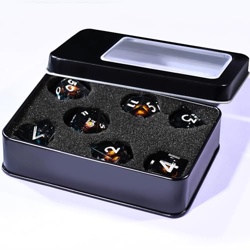 AUSTOR 7 Die DND Dice Set - 7 Pieces Blue Golden Double Dragon Resin Dice - D20, D12, D10, D8, D6, D4 Sharp Edge Dungeons and Dragons Dice with Case - color: Double Dragon (Blue&golden)
