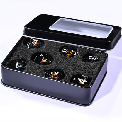 AUSTOR 7 Die DND Dice Set - 7 Pieces Blue Golden Double Dragon Resin Dice - D20, D12, D10, D8, D6, D4 Sharp Edge Dungeons and Dragons Dice with Case - color: Double Dragon (Blue&golden)